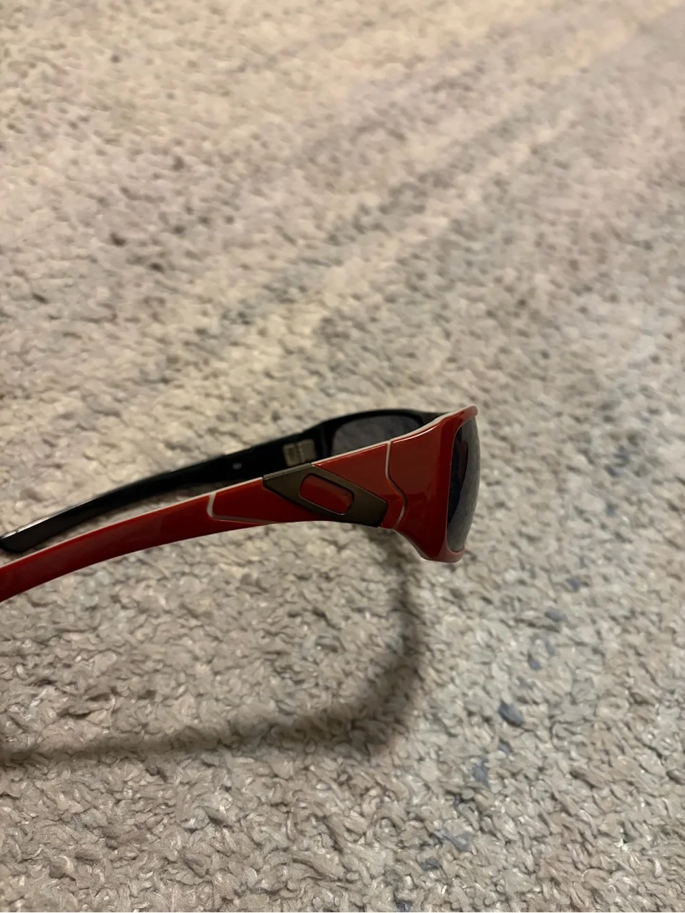 Oakley Sideways Sunglasses Brick Red White Trim Grey Lens 03-510 Case Bag